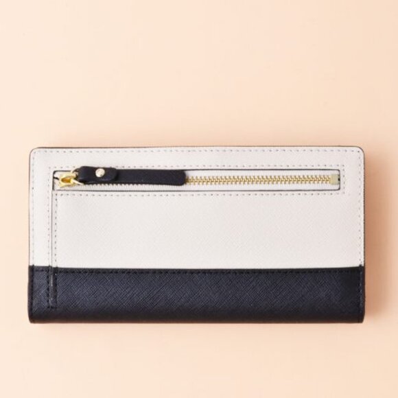 [Kate Spade] Stacy Laurel Way Soft Porcelain Colorblock Black & Pale Pink Wallet - Picture 3 of 15